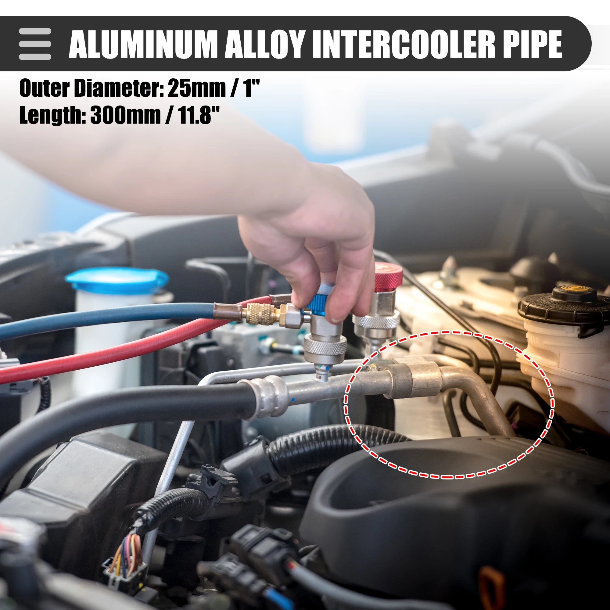 UXCELL Universal Straight 45 Degree Intercooler Pipe Air Intake Tube OD 25mm 63mm 76mm 127mm 300mm Length 6061 Aluminum Alloy 2