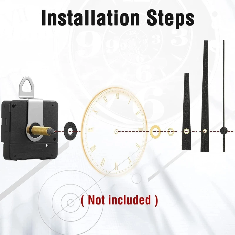 Y9RE Wood Clock Hands Mechanism with Hooks Clock Movement Replacement Kit for Clock 2
