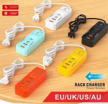 Multi Ports USB Charger Socket PD Fast Charging Charger Adapter Power Strip USB Type C Quick Charge EU/US/UK Plug Wall Charger