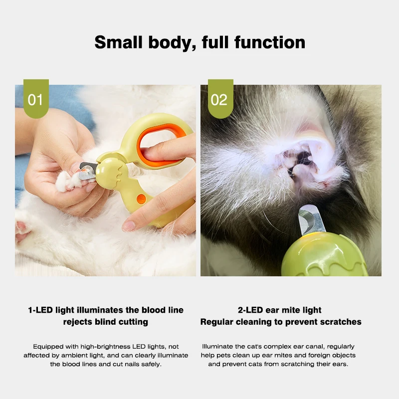 Pet Donut Nail Clippers LED Blood Line Light Dog Cats Ear Mite Lamp Professional Nail Scissors Safety Lock Pets Accessories