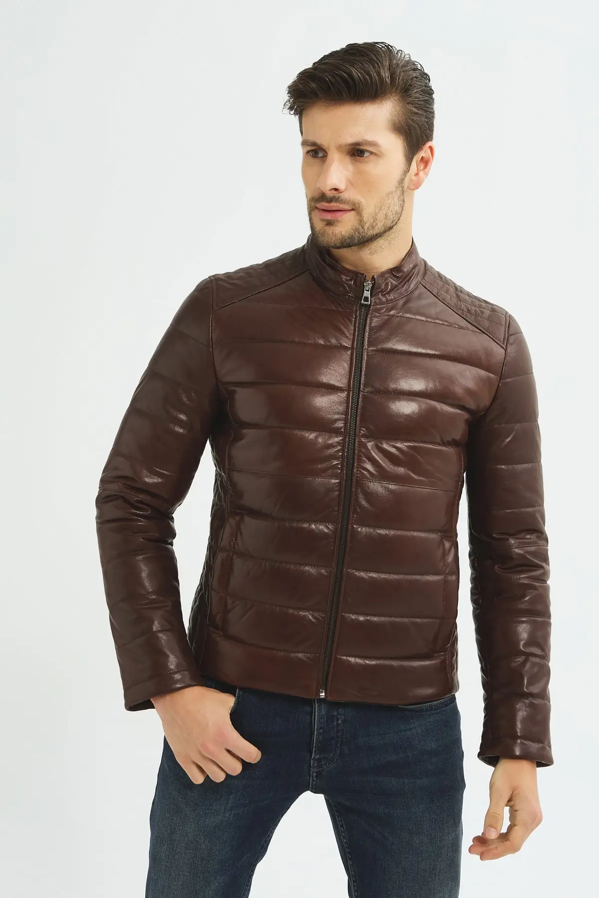 Brown Inflatable Genuine Mens Leather Coats Spring Autumn Season Jackets Classic Casual Wear Quality Handmade Outfit From Turkey man s search for meaning the classic tribute to hope from the holocaust