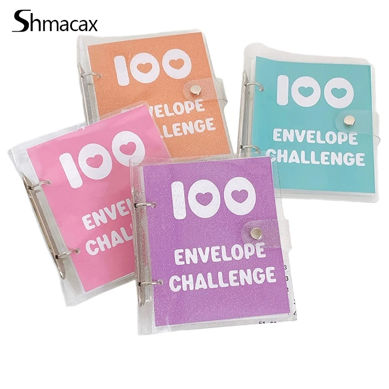 

1Set 100 Day 100 Envelope Challenge Fine Sparkle Saving Money Binder Loose-leaf Savings Notebook Cash Budget Storage Book Gifts