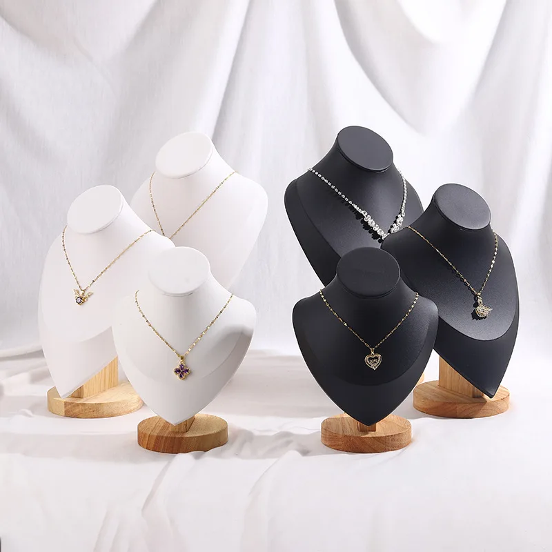 Velvet Necklace Display Stand for Show Bamboo Chain Jewelry Model Bust Holder