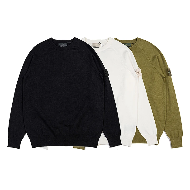

Men's Solid Color Long-Sleeved Sweater Spring And Autumn Cotton Loose Comfortable Long Sleeve Label Men And Women's Sweater
