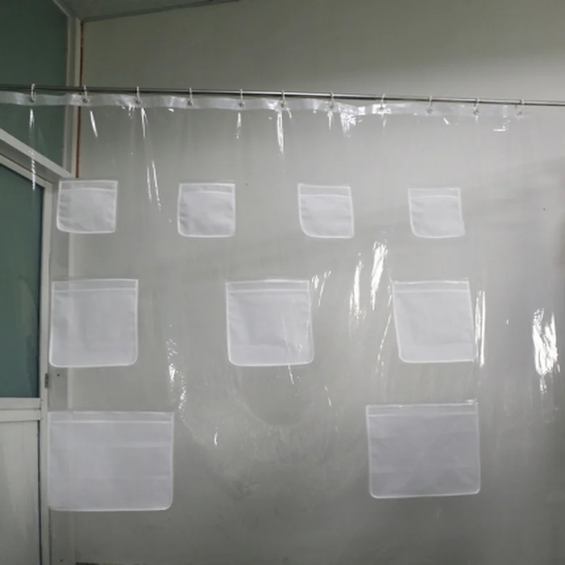 Minghe Shower curtain with 9 Mesh Pockets,Bathroom Shower Curtain,Vinyl 6 G Plastic Shower Curtain 72(W) x 72(H) Inches 3