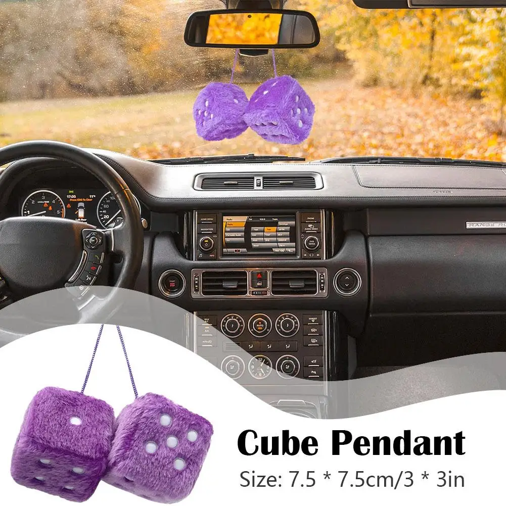 Colorful Plush Dice Craps JDM Rearview Mirror Car Pendant Charms