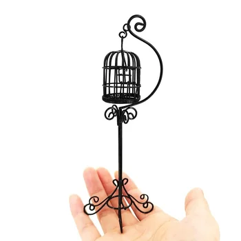 1:12 Mobili in miniatura per casa delle bambole Mini Gabbia per uccelli in metallo Stand Gabbia per uccelli Modello Giocattoli per la decorazione della casa delle bambole Ornamento del cortile del giardino
