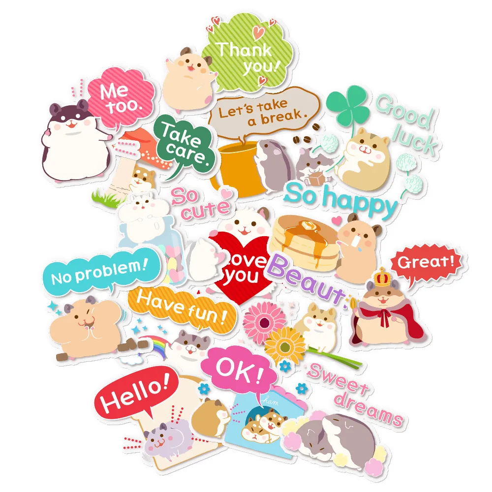 

40PCS Adorable Hamster Stickers Cute Decals for Journal, Laptop, Water Bottle, Scrapbook, DIY Card Making Animals Lover Gift