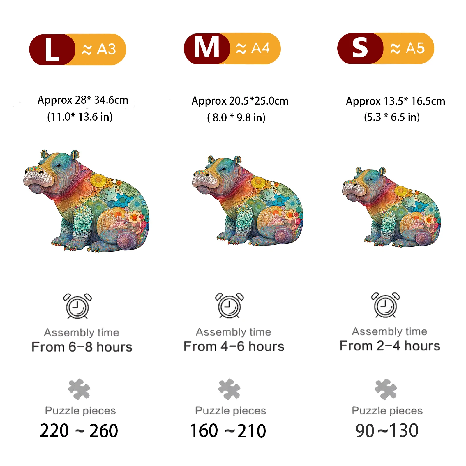 Wooden Puzzles Jigsaw for Adults Kids Unique hippo  Animal Puzzle Holiday Gift Interactive Games Toy Wood Jigsaw 2