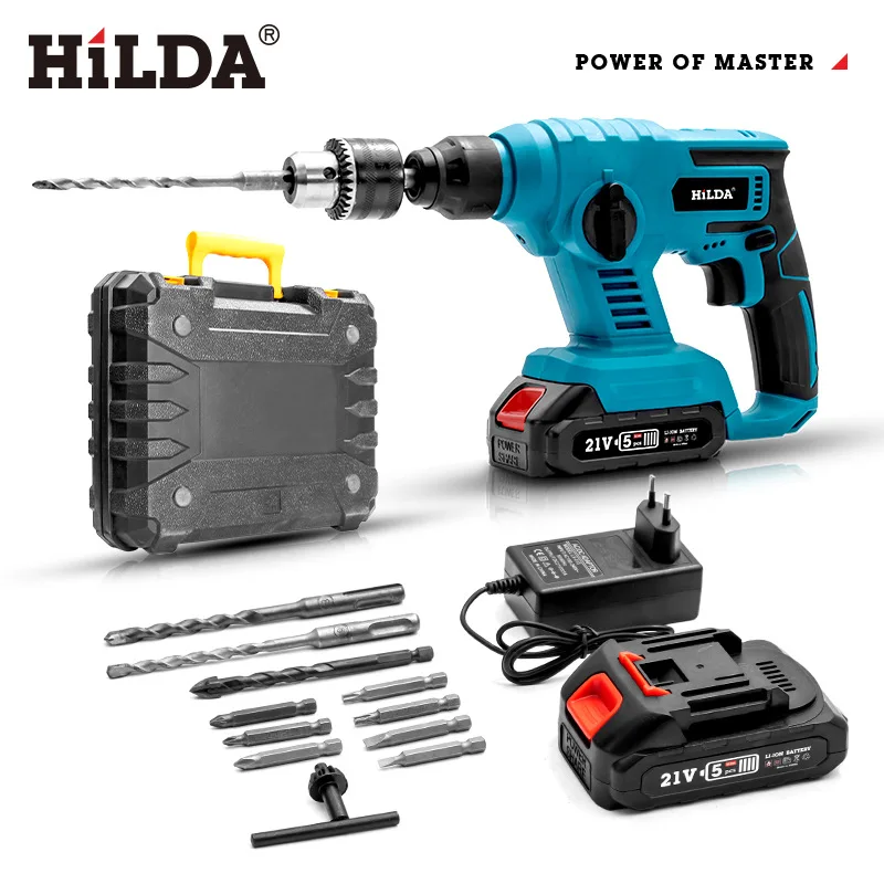 21V Electric Hammer Impact Drill for Makita 18V Battery Cordless