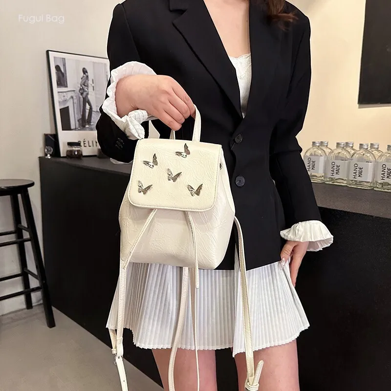 Women's Backpack Backpack Simple Casual Exquisite Large Capacity Commuting Butterfly New College Style Versatile