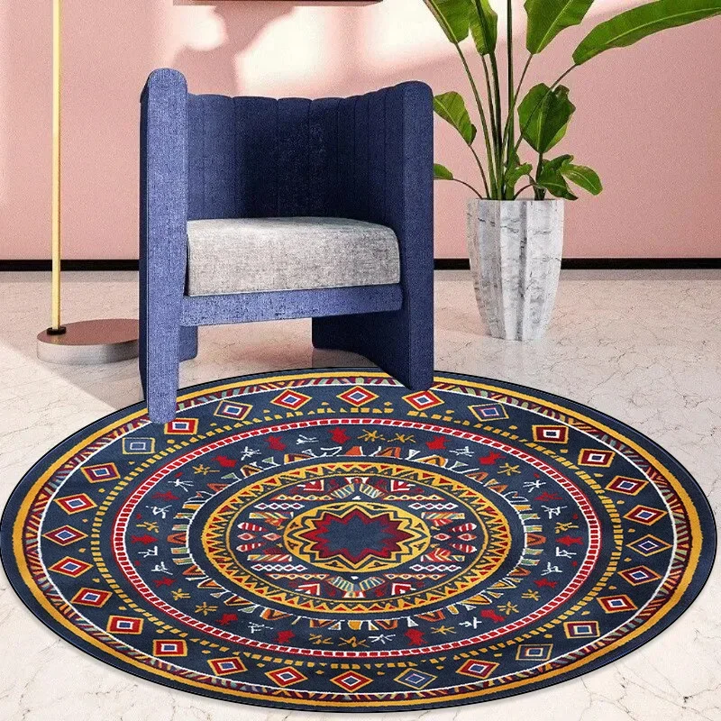 Bohemian Style Round Carpets Living Room Luxury Sofa Area Chair Non-slip Soft Floor Mat Bedroom Decor Cloakroom Rugs Washable 러그 3
