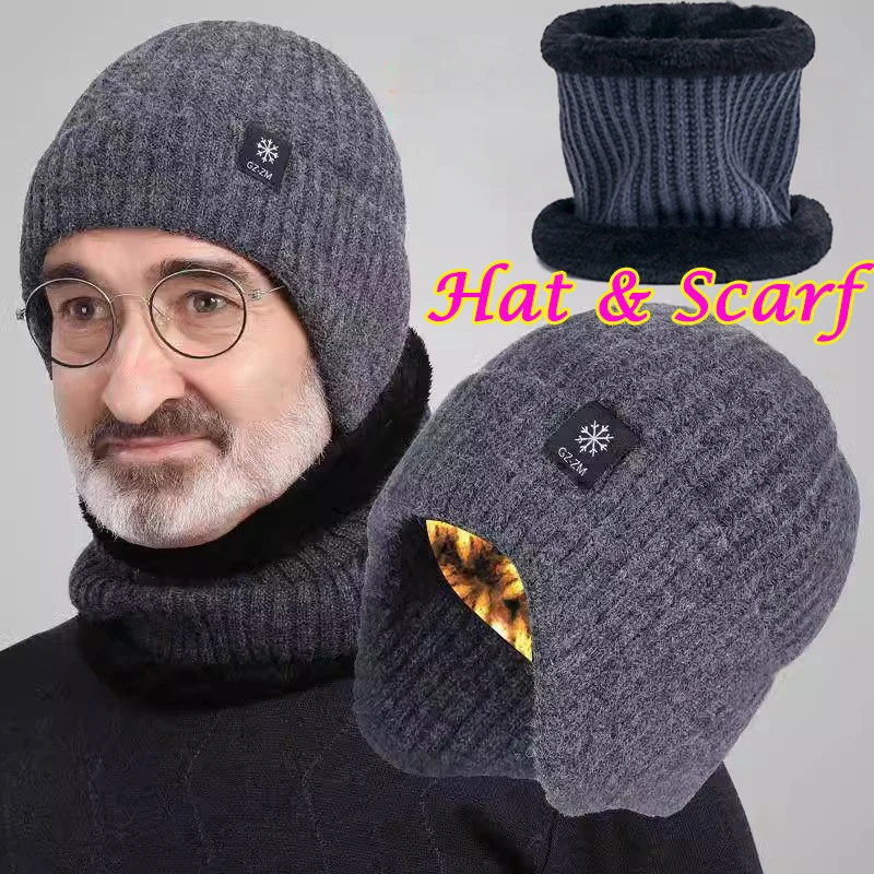 WinterHatsKnitCapMenAndWomenVelvetHatCoralFleeceScarf