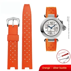 Waterproof & Sweatproof Concave Rubber Strap for 20X12mm (Orange silver)