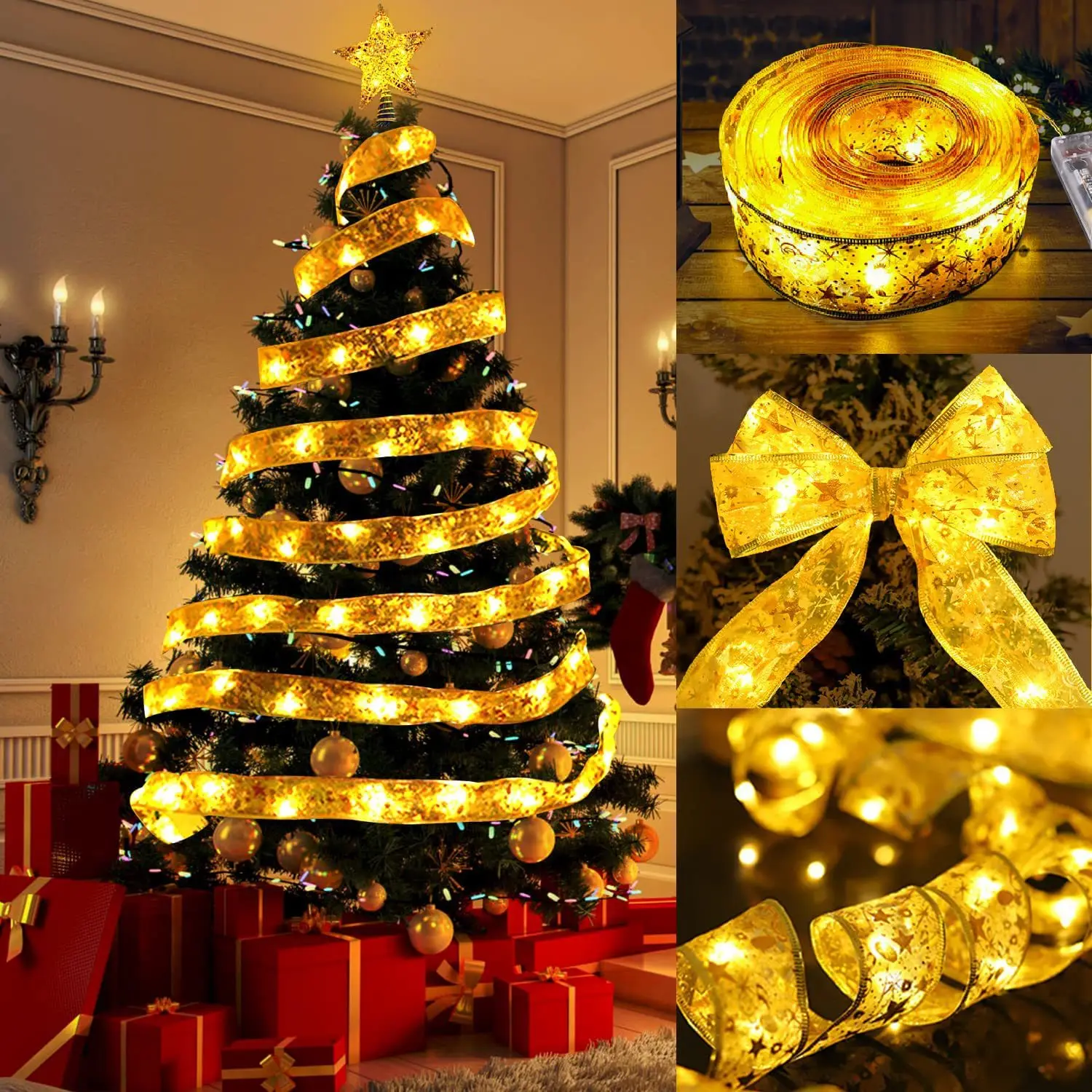 Лента 5 м, искусственная фантазия, Рождественское украшение, Рождественская елка, украшения для дома, банты, гирлянда, Рождественское украшение