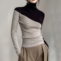 Luxurious Bodycon Office Lady T-Shirts Winter New Slim Sweater Women Panelled Bottom Layer Long Sleeve Elegant Comfortable Tops - Image 2