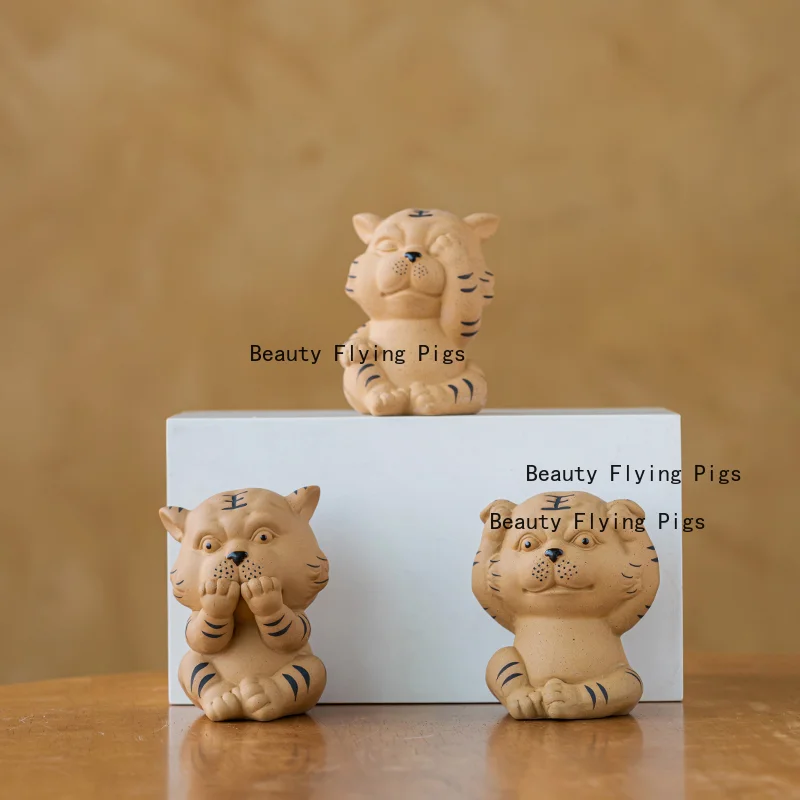 Yixing Purple Clay Little Tiger Tea Pet Ornament Boutique Cute Tabletop Creative Tea Play Home Accessories