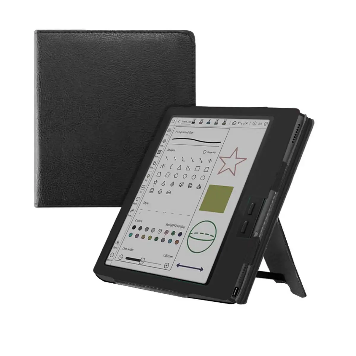 Premium PU Leather E-Reader Case with Hand Strap and Kickstand