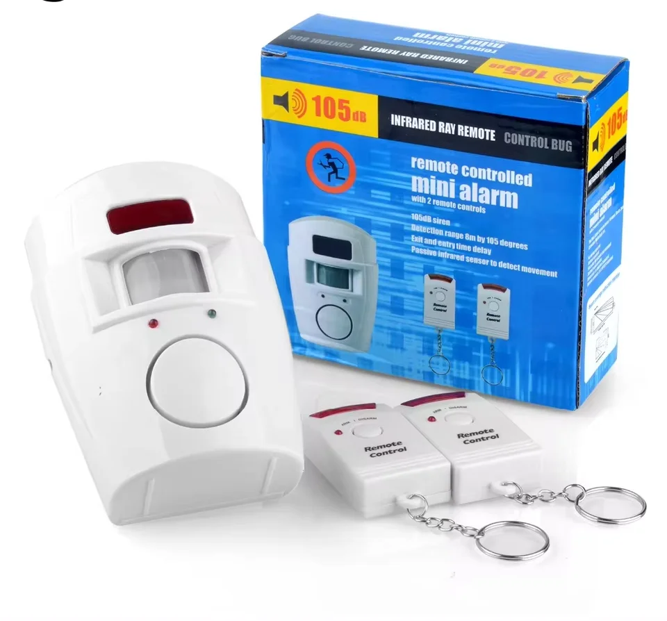 Wireless Motion Sensor Alarm with 2 Remote Controls PIR Motion Sensor Detector Alarm Battery-powered Home Security System