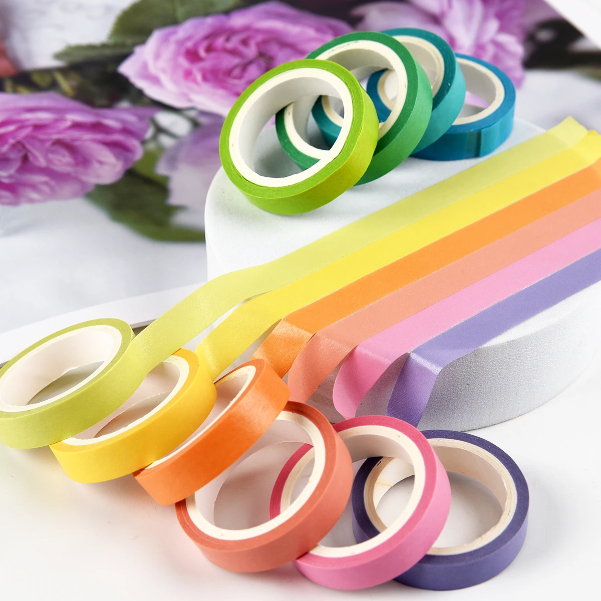 10Rolls/lot Rainbow Washi Tapes Scrapbooking Basic Masking Tape Journal Supplies Decorative Adhesive Stationery Washi Tape Set 4