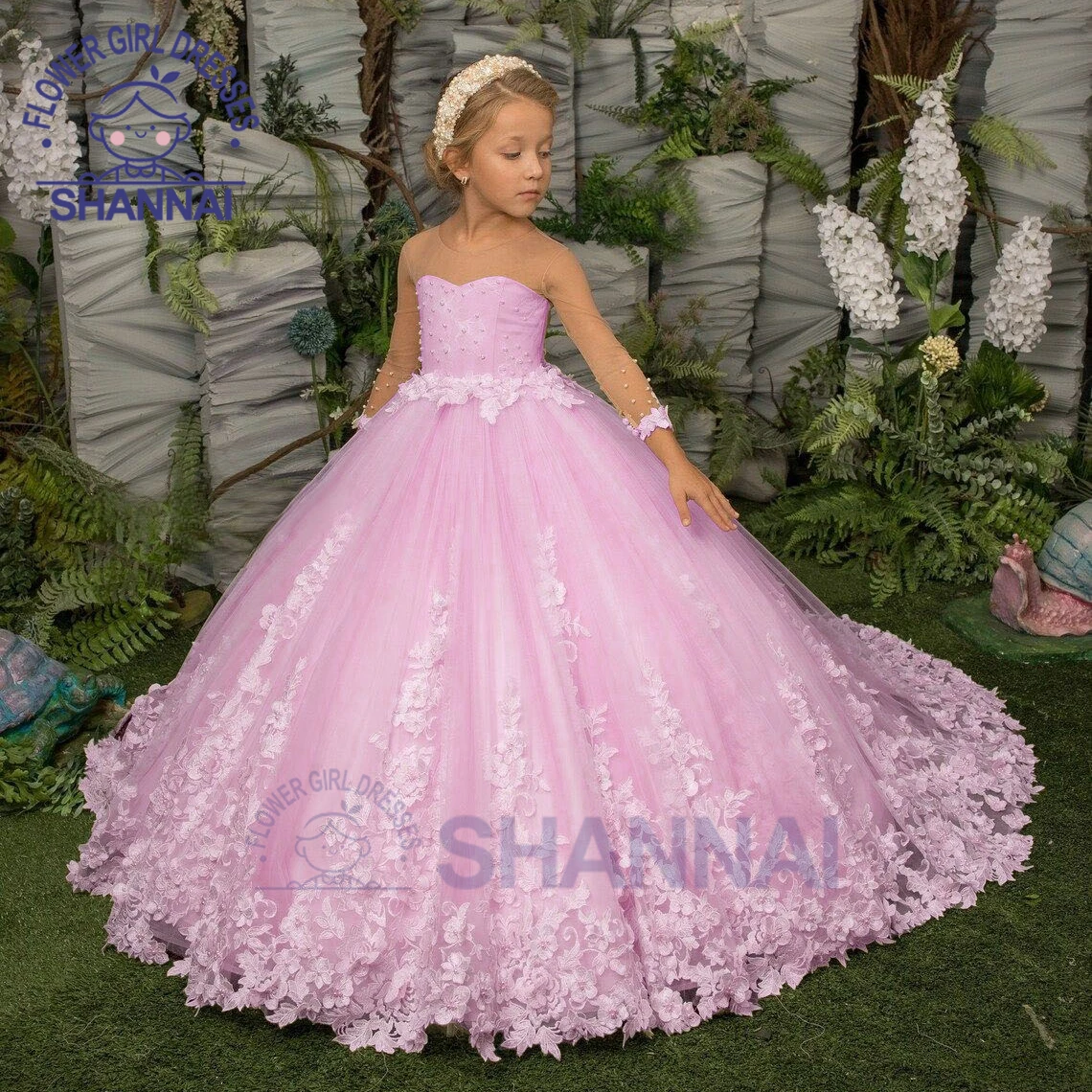 Customized Flower Girl Dress Exquisite O-Neck A-LINE Floor-Length Princess for Wedding Bridesmaid Birthday First Communion Gown flower girl dresses