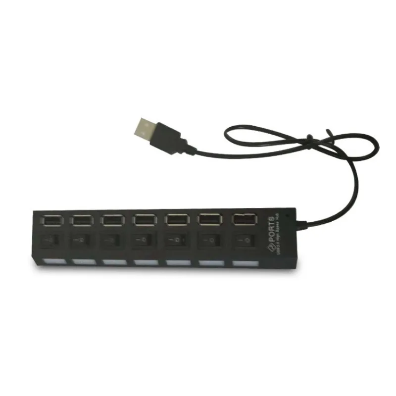개별 전원 스위치가 있는 7포트 USB 데이터 허브-7홀 USB 확장 스플리터 데스크탑 노트북 및 홈 오피스용 휴대용 허브