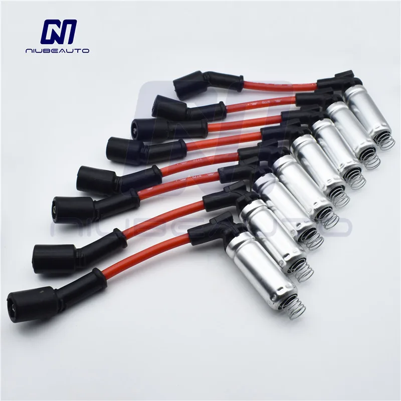 Spark Plug Wire Kit 19351593 9748RR For Chevrolet Corvette SSR GTO Silverado Tahoe Cadillac Escalade GMC Hummer V8 NIUBEAUTO ignition cable set