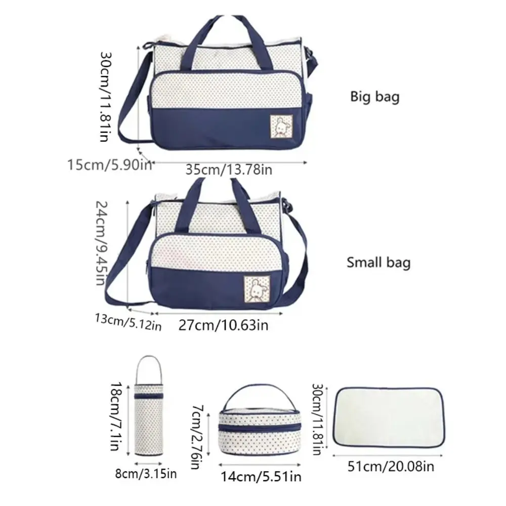 5Pcs/Set Large Capacity Baby Bag for Mom Changing Pad Built-in Diaper Pad Newborn Accessories Bag Fashion