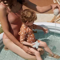 Kids Baby Boy Swimsuit Short Sleeve Zipper Bathing Suit Summer Sunscreen Rash Guard Toddler Suits Swimwear for Girls 1-7 Years 2