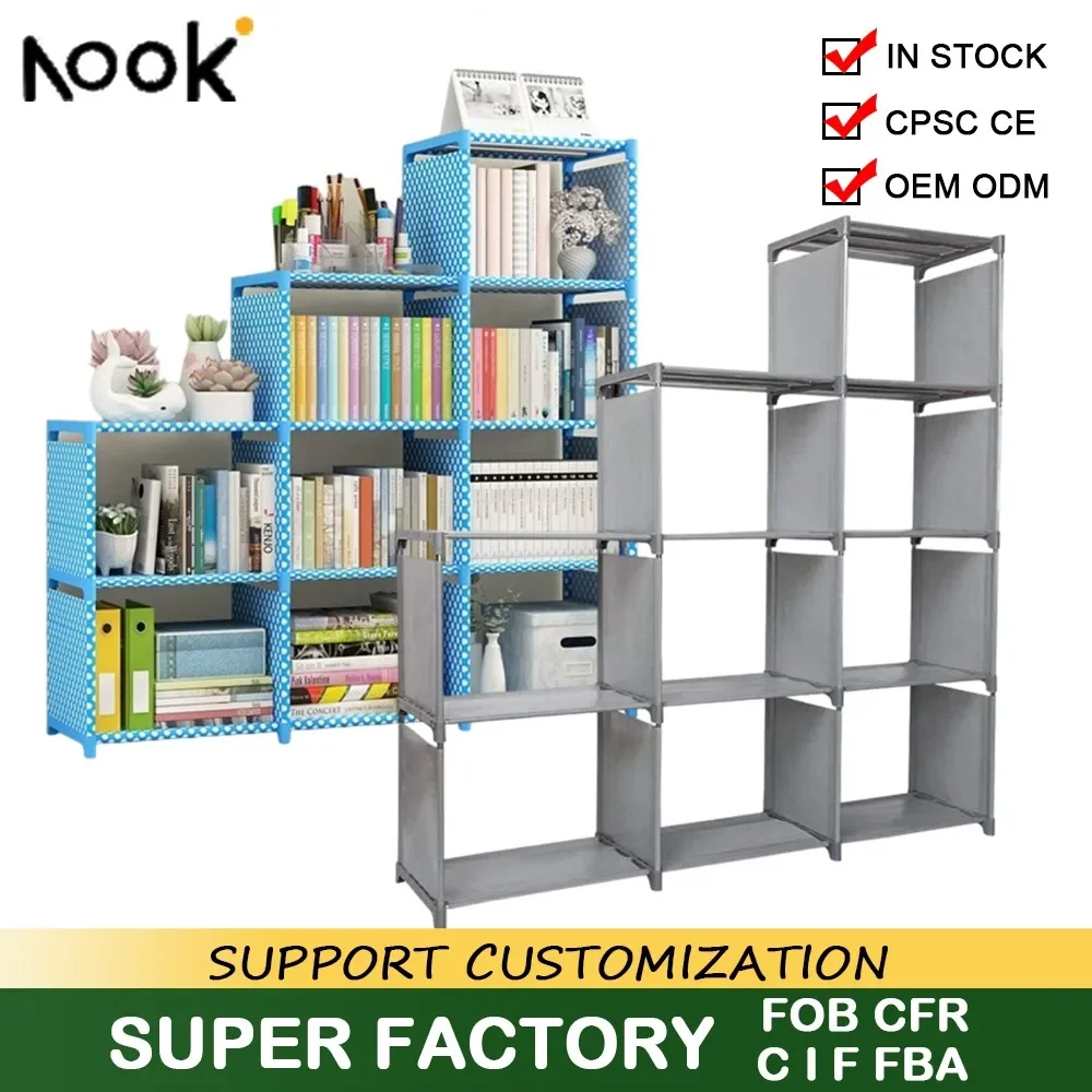 Storage Rack Book Display Stand 5 Tier Simple Bookshelf Easy Assembly Bookcase DIY Nonwoven Corner Sundries Can Be Moved Creative Organizer Debris Rack