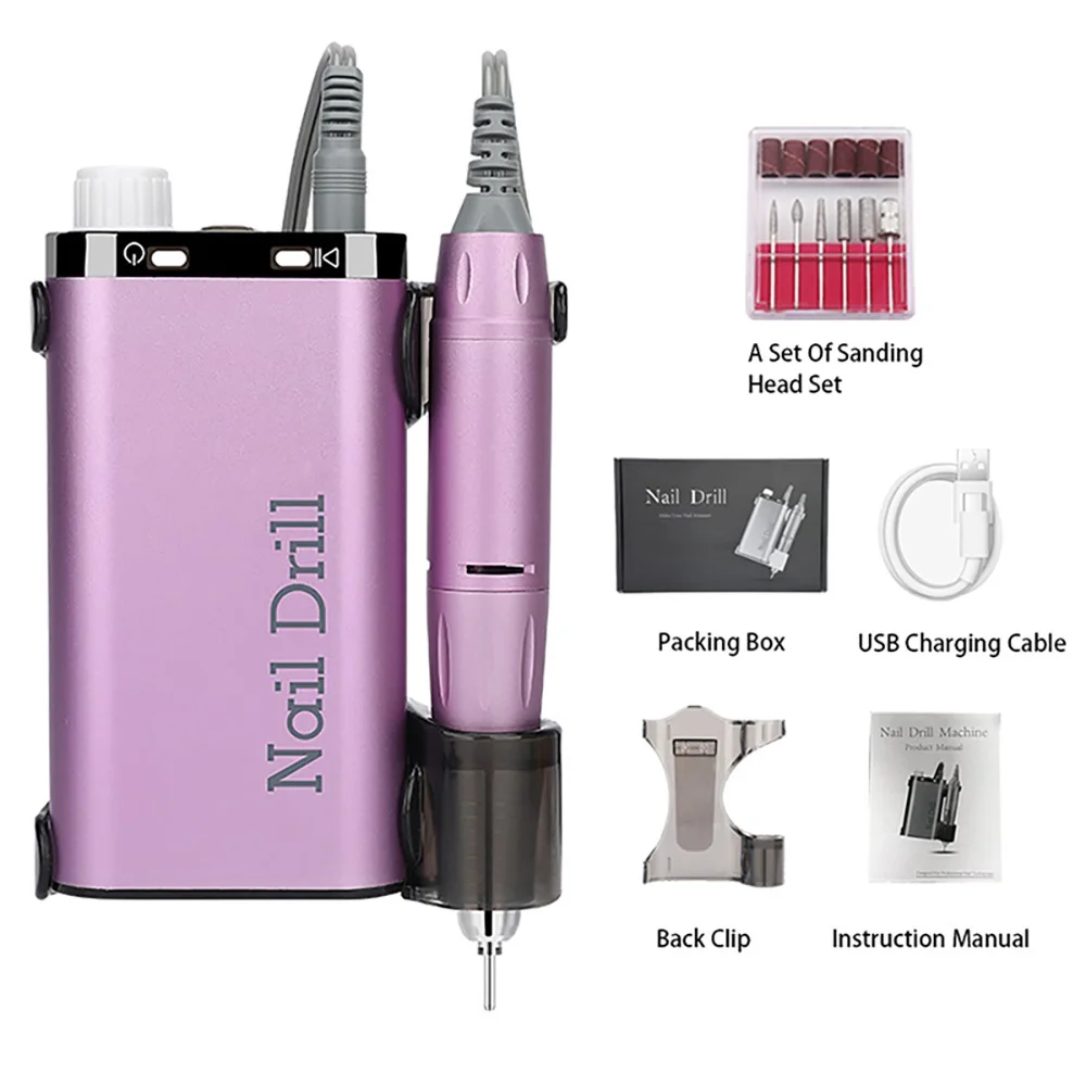35000RPM Rechargeable USB Professional Electric Nail Drill,for Exfoliating,Remove Gel,Polish Manicure Salon