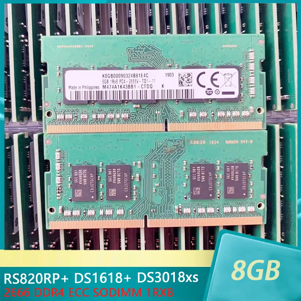 1 Pz Per Memoria Di Memoria Sinologia 8G 2666 Ddr4 Ecc Sodimm Rs820Rp + Ds1618 + Ds3018Xs 1 Rx8 8Gb