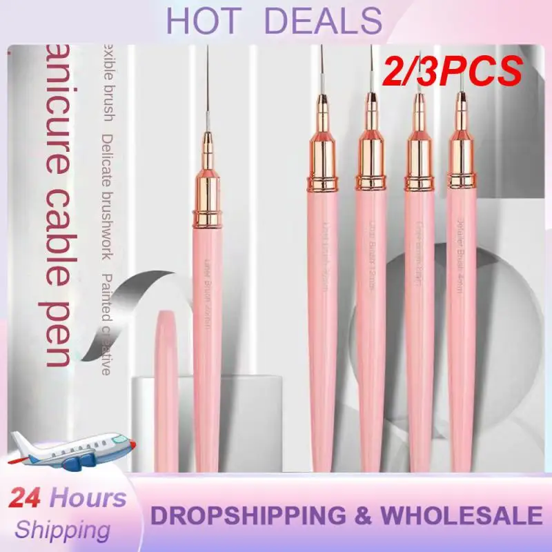 2/3PCS Nail Brush With Cover Round Head Multi Purpose Nail Drawing Pen Set Smooth Soft Tool Stylus Wire Brush Set