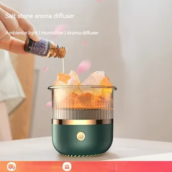 솔트 스톤 아로마 머신 가정용 안개 측정 침실, 다채로운 야간 조명, 데스크탑 소형 가습기, 신제품
