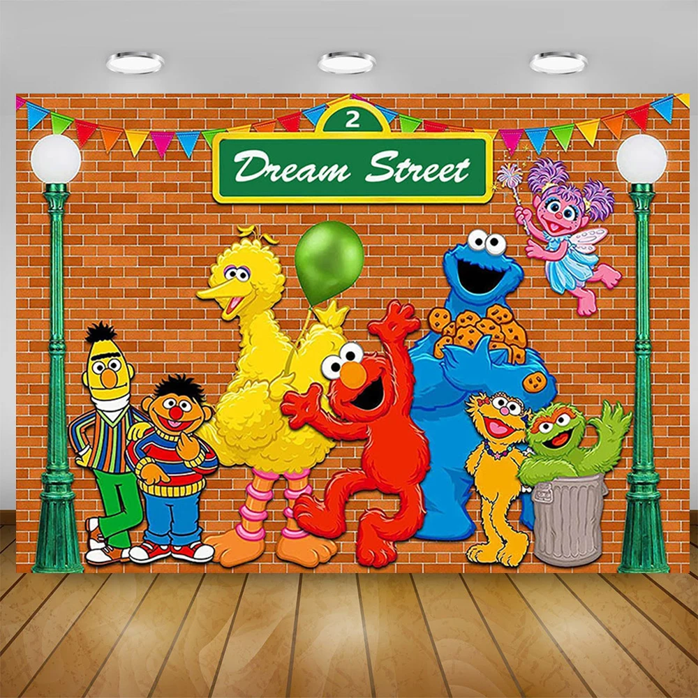 thumbnail image 1 of Vajilla desechable con tema de Barrio Sésamo para niños, decoración de fiesta de cumpleaños, Baby Shower, plato de papel, Fondo de globo, regalo de dibujos animados, 1 of 5