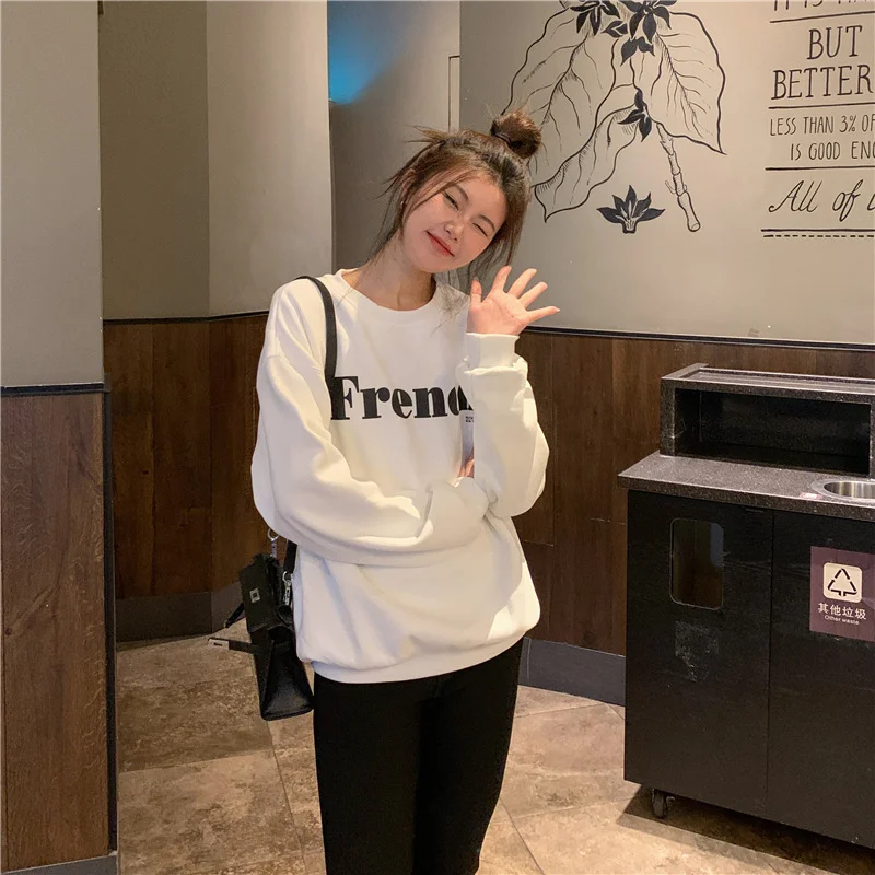 2023 Spring Autumn Sweatshirt Women New Fashion Original Design Fleece Sweatshirt Loose Long Sleeve O-neck Clothes