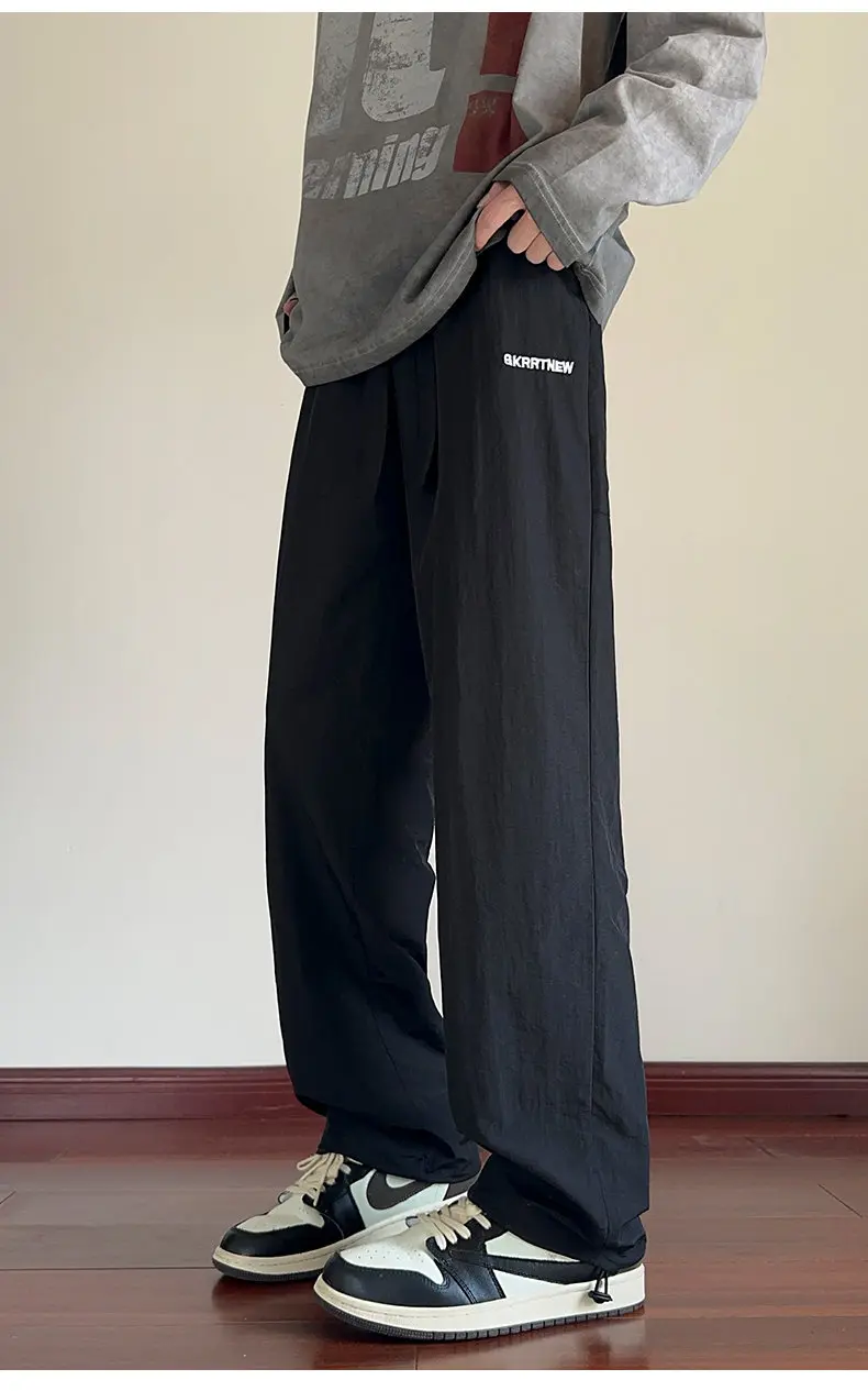 Lässige Herren-Eisseidenhose 2026 Sommer Gerades Bein Locker Sitzende Freizeithose Streetwear Atmungsaktive & Kühle Einfarbige Jogginghose mit Kordelzug – Detail 14