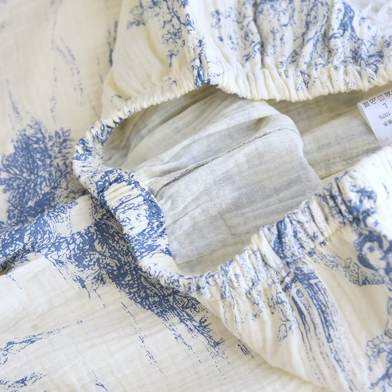 Kurzarm Nachtwäsche Pyjama Set gedruckt 100% Baumwolle 3 Stück Nachtwäsche Home Anzug Frauen Freizeit Nachtwäsche Pyjama Femme Eté – Detail 24