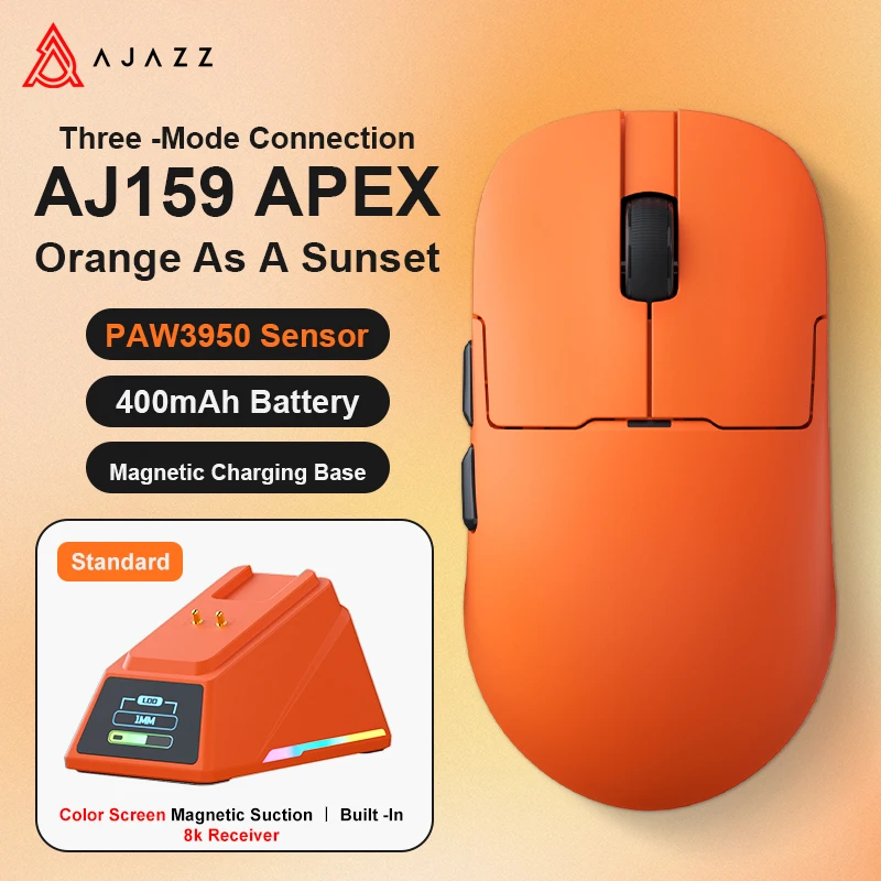 Wireless Gamer Mouse with RGB Magnetic Charging Base - Lightweight Gaming Mouse