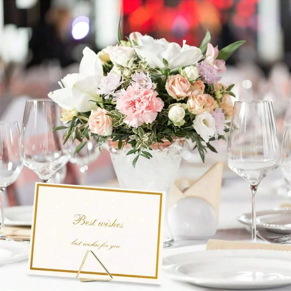 10pcs of triangle-shaped place card holders, table number holders for weddings, wedding table card holders