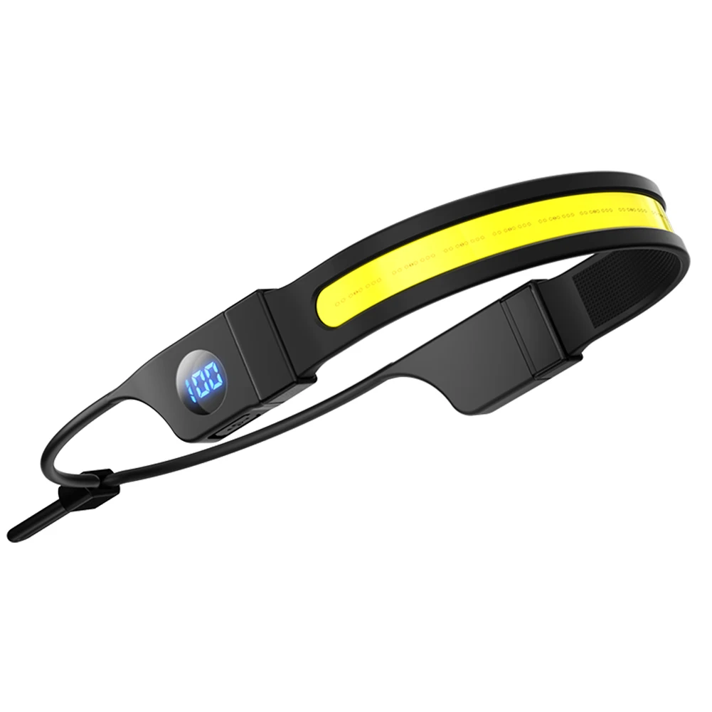 LED + COB 헤드램프, 300LM USB 충전식 방수 헤드라이트, 디지털 전원 디스플레이, 캠핑 개 산책 낚시 하이킹용