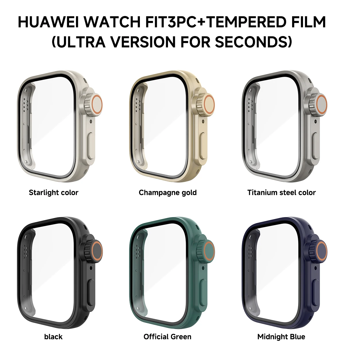 Ultra Screen Protector and PC Case + Glass Accessories for Huawei Watch Fit 3 Smartwatch