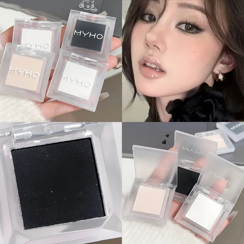 Matte White Face Highlighter Palette Pearly Jade Smokey Eyeshadow Palette Multifunctional Brighten Face Eye Makeup Cosmetics 6