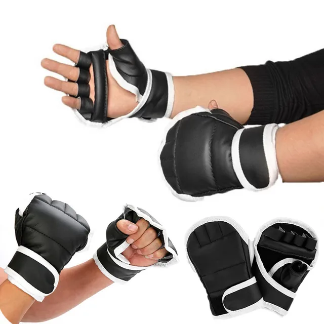 1Pair Black Half Finger Boxing Gloves: Ultimate Protection and Performance