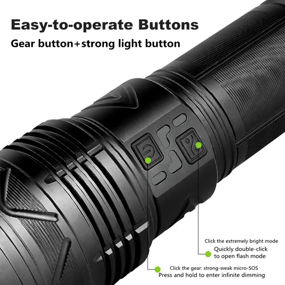 Torcia LED Super Luminosa da 15000 Lumen, Potenti Torce USB Ricaricabili con Luce COB, Torcia Tattica Zoomabile Impermeabile per Campeggio, Emergenza Torcia LED Super Luminosa da 15000 Lumen, Potenti Torce USB Ricaricabili con Luce COB, Torcia Tattica Zoomabile Impermeabile per Campeggio, Emergenza