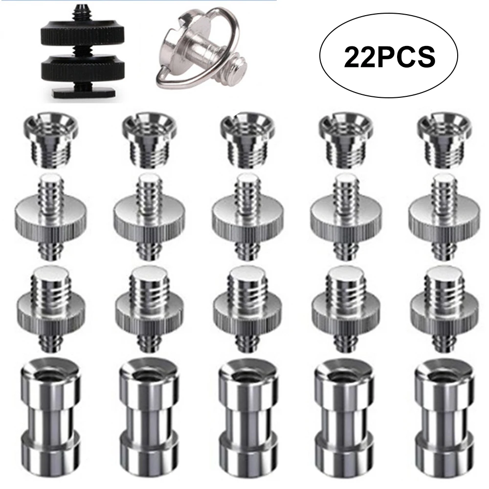Camera Screw 1/4 and 3/8 Inch Converter Threaded Screws Adapter Mount Flash Hot Shoe Tripod Light Stand Plate 1/4" to 3/8" Set
