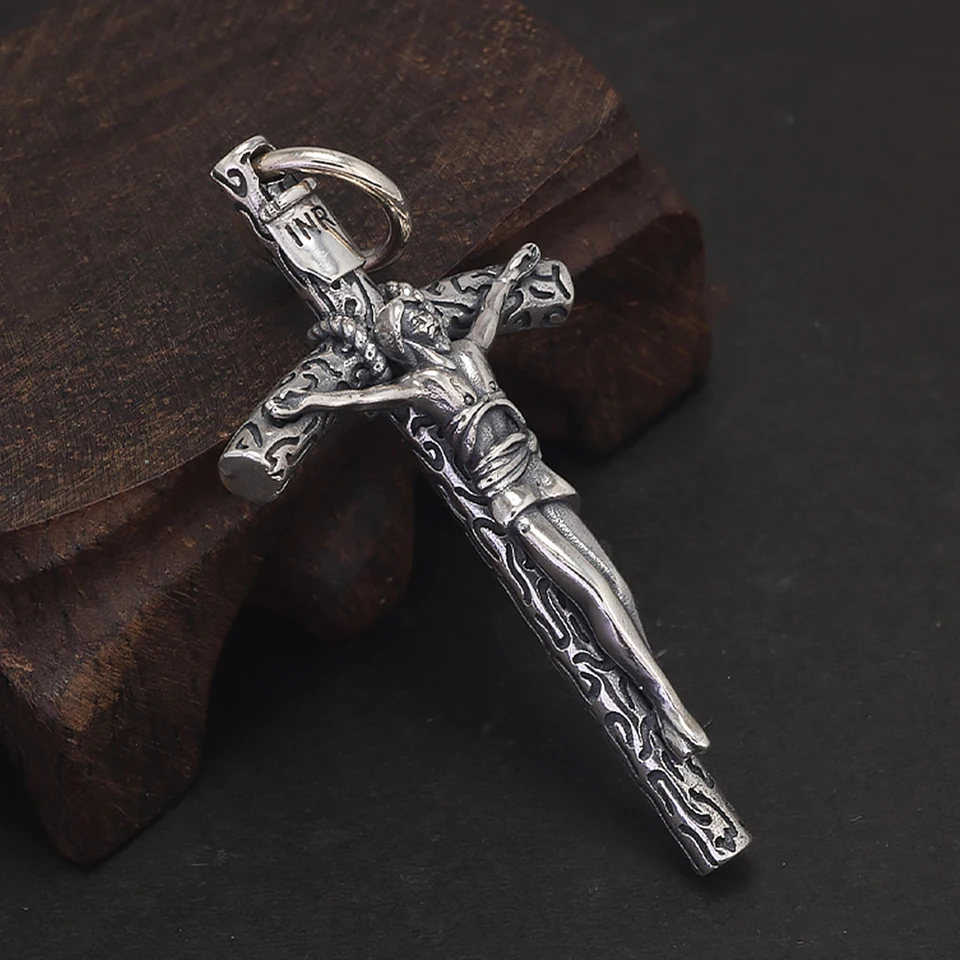 Pure 925 Sterling Silver Crucifix Cross Pendant for Men Women
