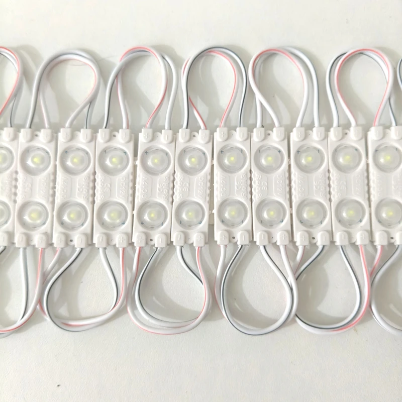 20pcs/lot 2LED injection led module light lamp white /warm white DC 12V with lens Waterproof IP65