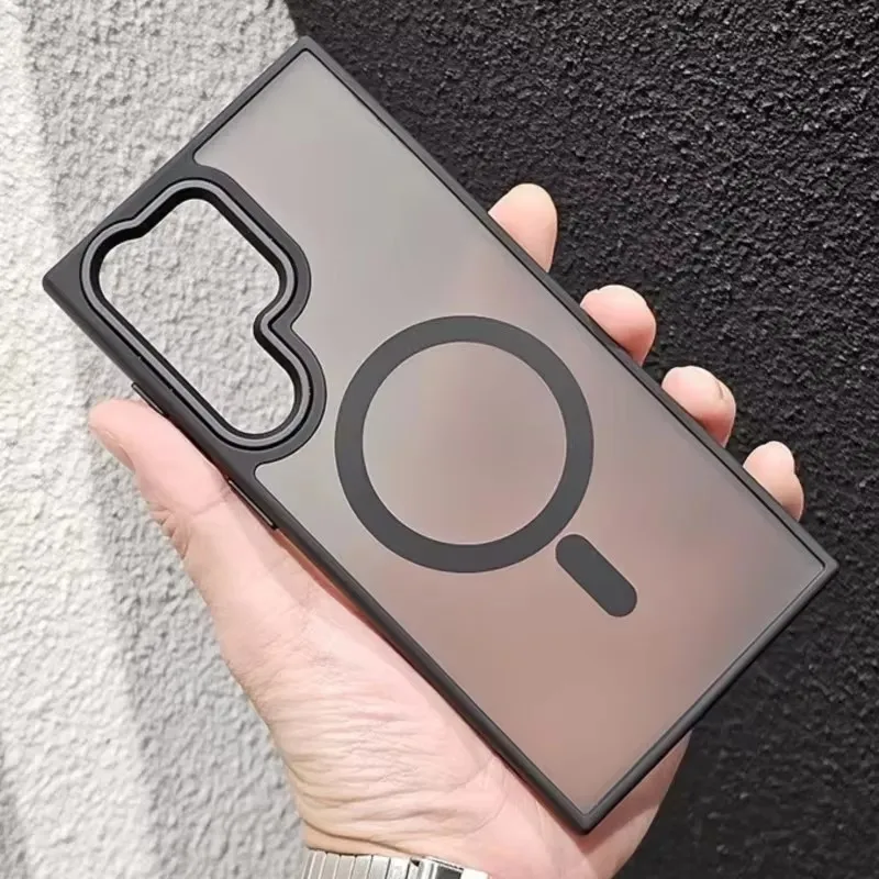 Luxury New Matte Translucent Business Phone Case for Samsung Galaxy S25 S24 Ultra S23 S22 Plus  A06 A15 Magsafe Magnetic Cover view 3