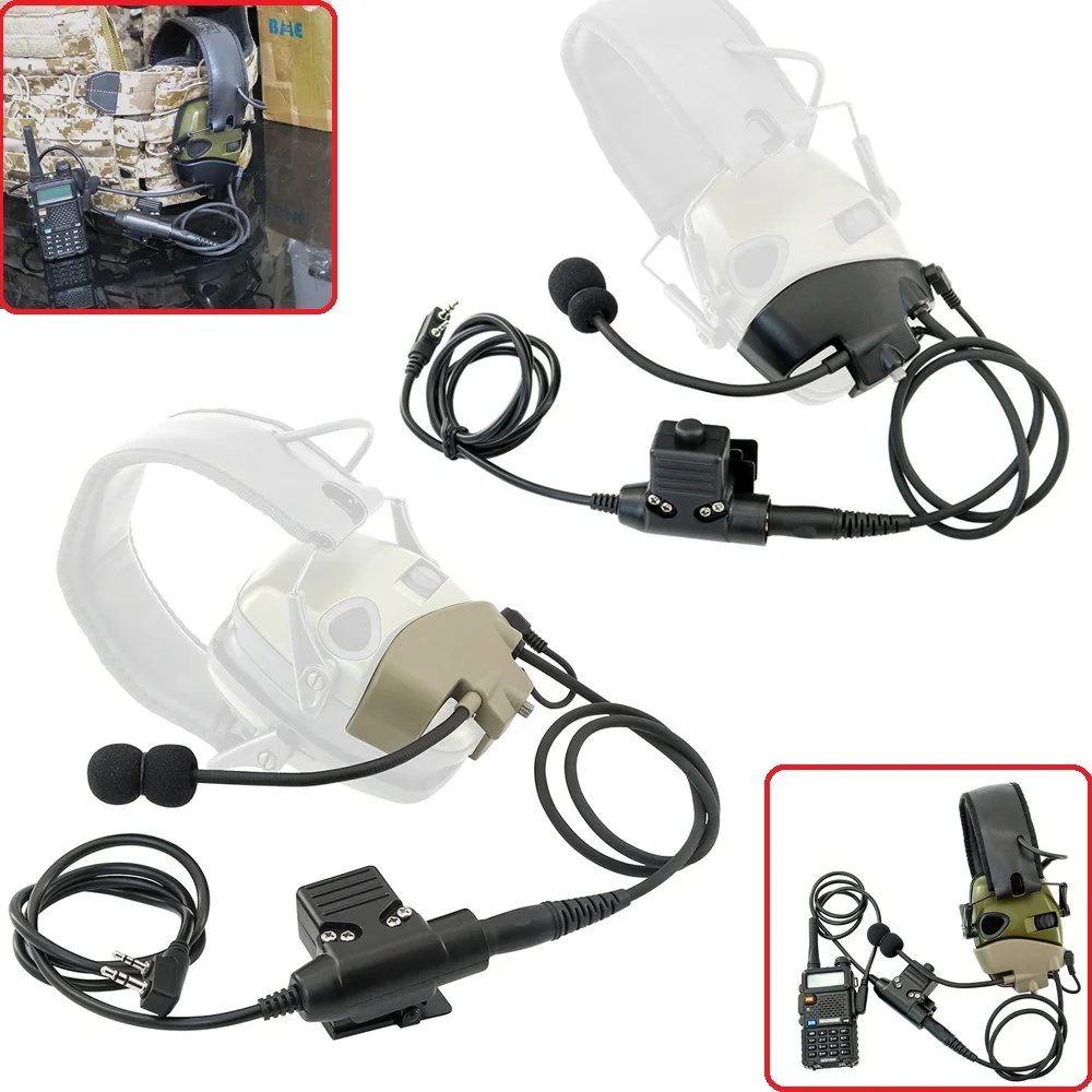 Tactical Headset Airsoft Anti-Noise Earmuffs Adapter External Mic Kit for Howard Leight Impact Sport Electronic Shooting Earmuff